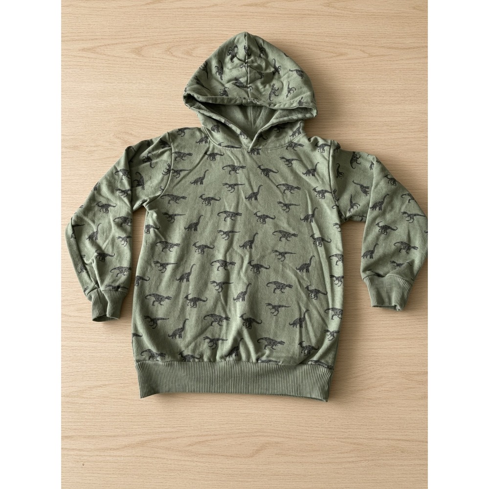 Alex & Jack Boys Size 7 Olive Green Dinosaur Print Fleece Pullover Hoodie
